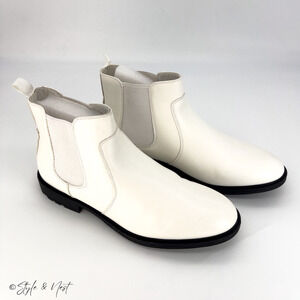 Men’s White Ankle Boots Faux Leather Dress Chelsea Style Size 12 Classy